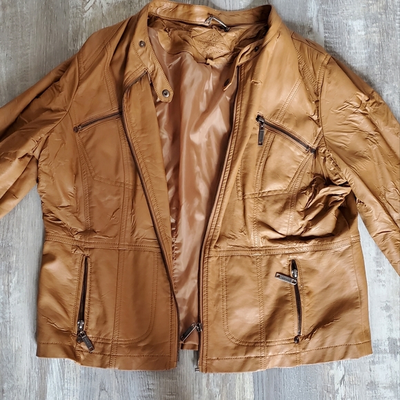 Brown faux lether jacket - Picture 1 of 3